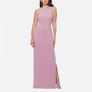 Flawed Betsy & Adam Size 6 Draped Tie‎ Cutout Sleeveless Full-Length Gown Rose